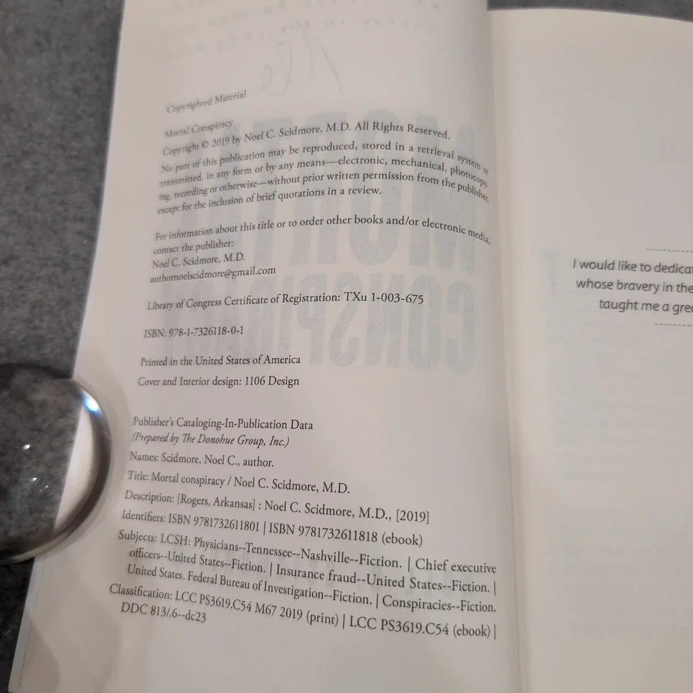 Mortal Conspiracy‎ Noel C Scidmore MD Signed Medical Thriller Paperback Book - Picture 4 of 4